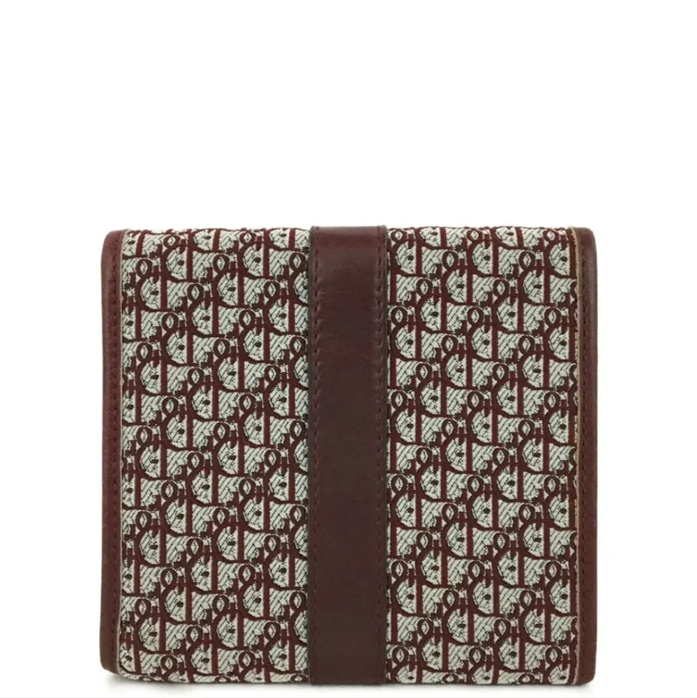 Christian Dior CD Logo Trotter Canvas Leather Trifold Wallet